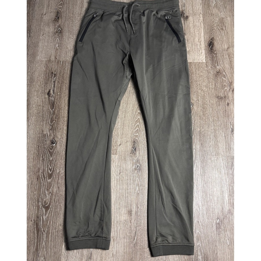 BENCH Men's S Olive Green Motto Zip Drawstring Fleece Lined Joggers